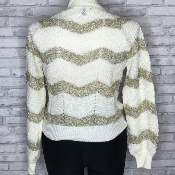 Planet Gold off white, gold knit sweater NWT large - Picture 9 of 9